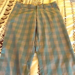 Men’s Adidas Golf Pants. Blue and gray checkers